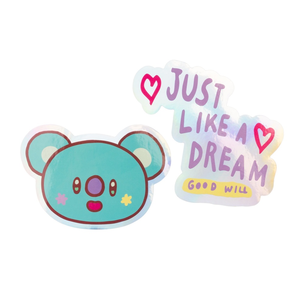 BT21 - The Journey Koya Pack Of 2 Vinyl Ensemble d'autocollants - Multicolore